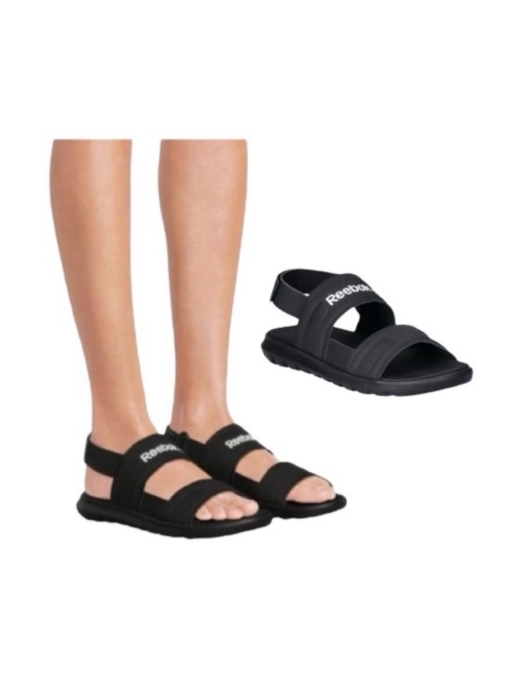 Reebok Black Sport Sandals with Adjustable Straps